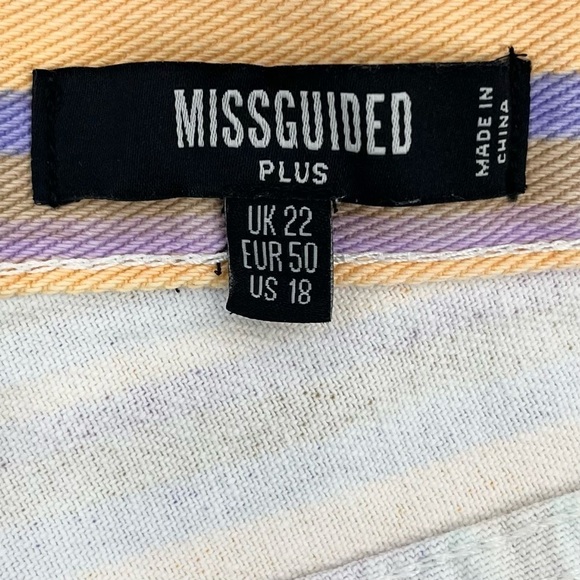 Misguided Plus Colorful Striped Denim Button Fly Mom Shorts Size 18 - Picture 3 of 6